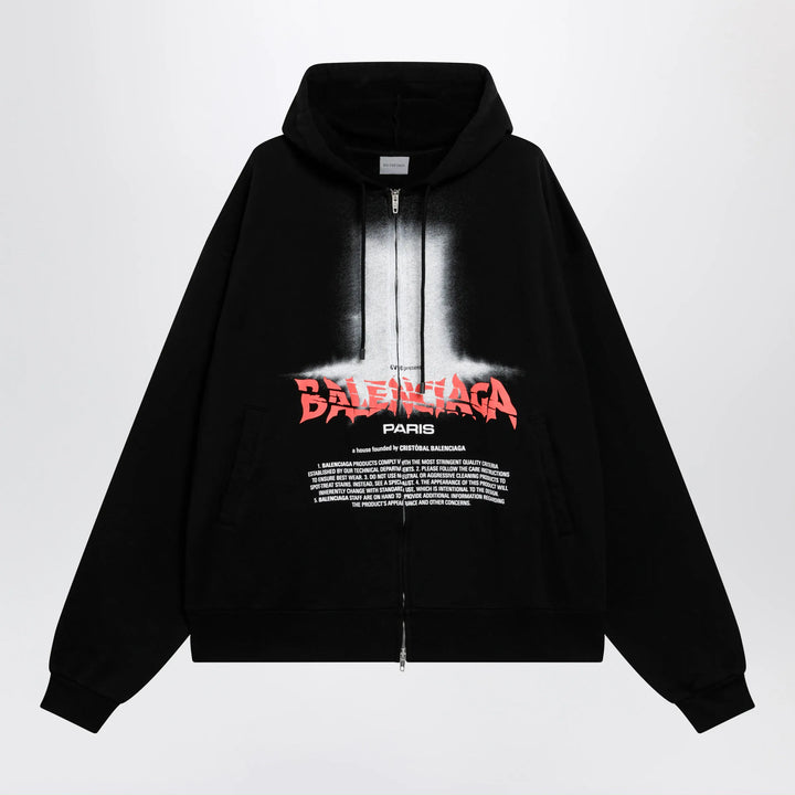 Balenciaga - Oversized zip hoodie in black cotton Brand Shirts &amp; Tops M