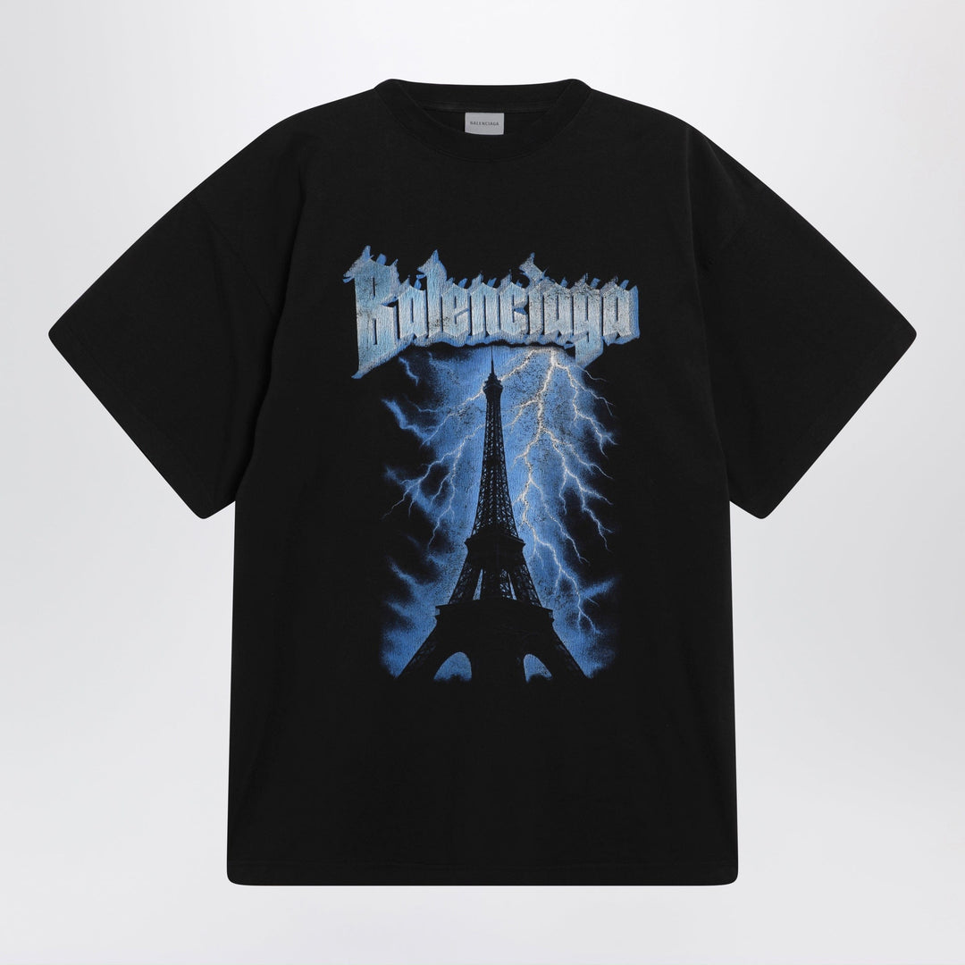 Shirts & Tops Balenciaga - Paris Thunderstorm oversized black T-shirt Brand