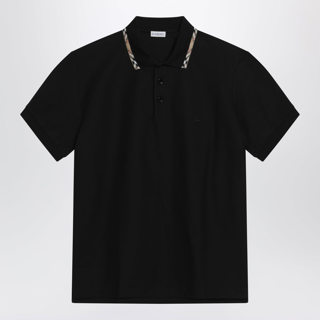 Shirts & Tops Burberry - Black cotton polo with Check detail by Burberry Brand