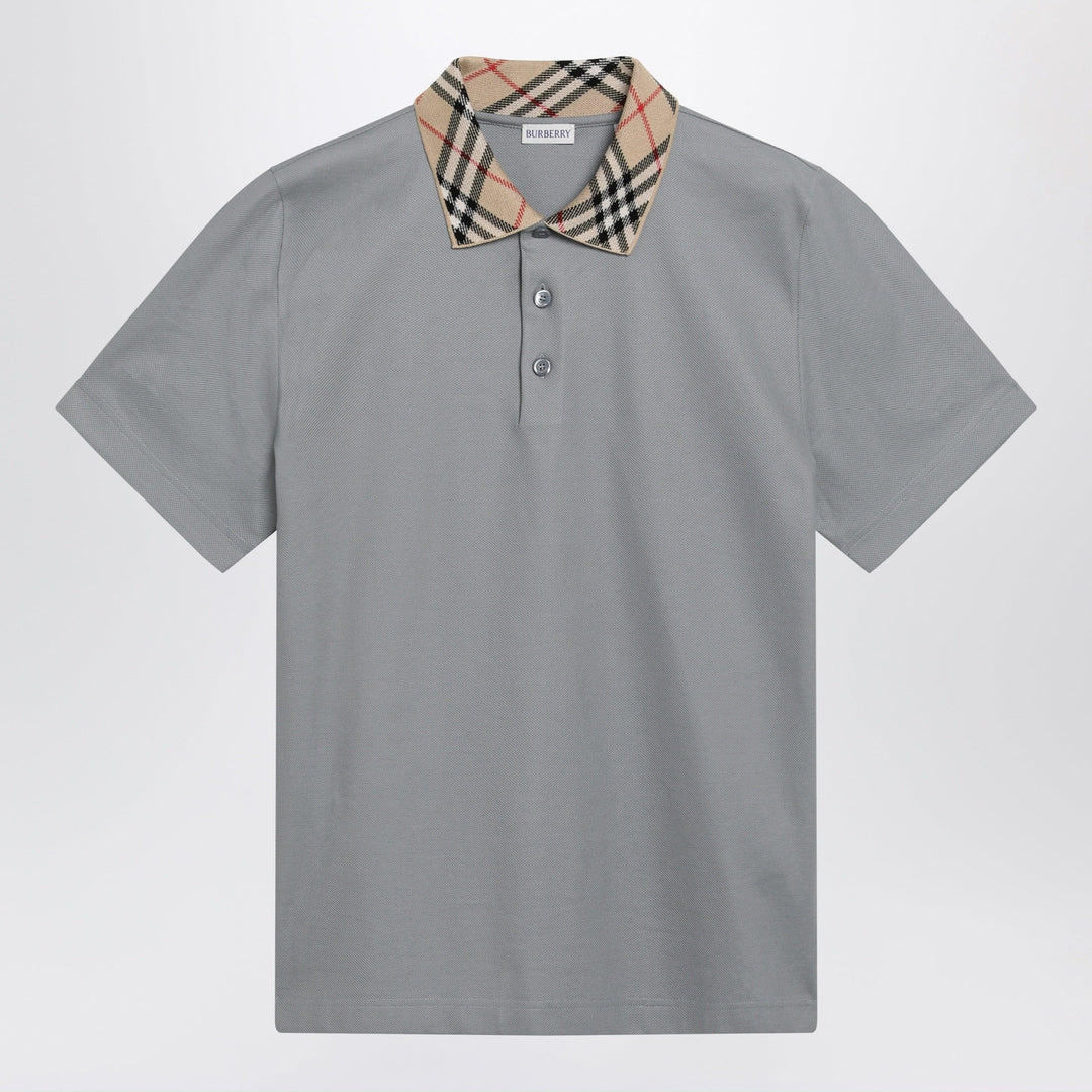 Shirts &amp; Tops Burberry - Grey cotton polo with Check collar Brand