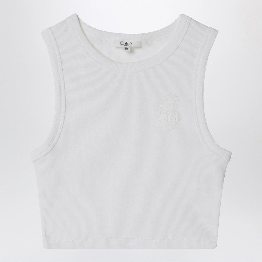 Shirts & Tops Chloé - White ribbed top with logo embroidery Brand