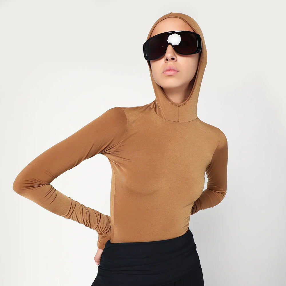 DARKPARK - Billie hooded top in caramel colour Brand Shirts & Tops L