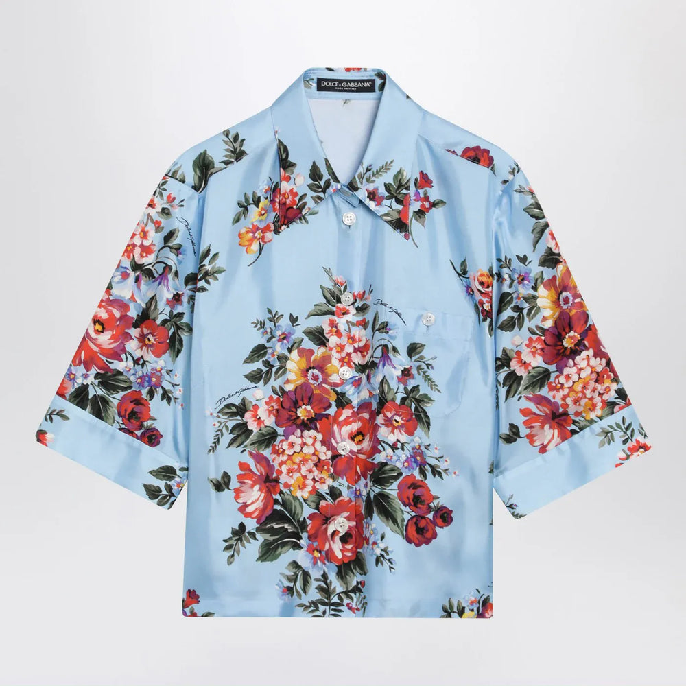 Dolce&Gabbana - Silk twill shirt with floral print Brand Shirts & Tops 44  IT