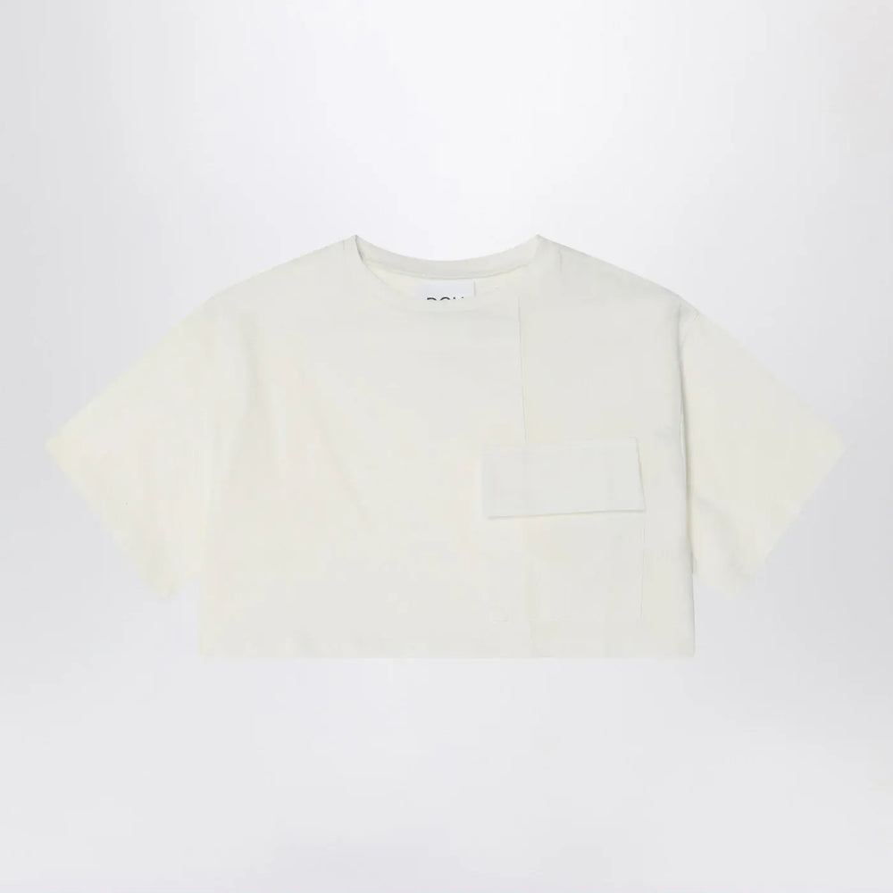 Douuod - Ivory cropped t-shirt in cotton Brand Shirts & Tops 6