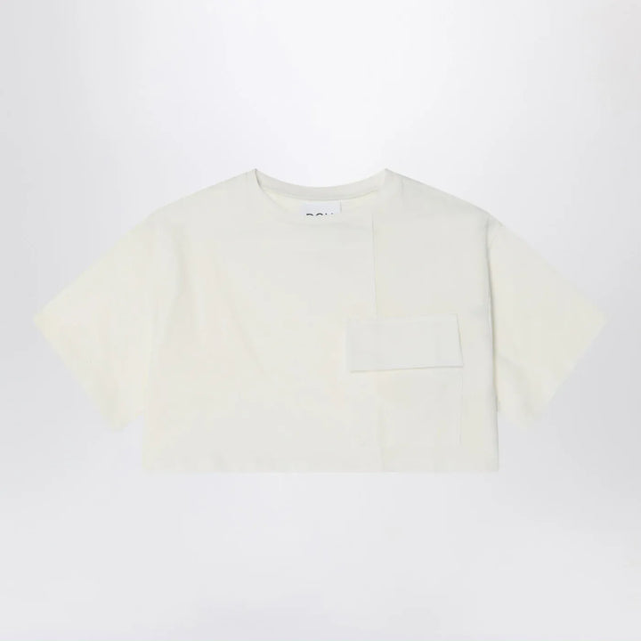 Douuod - Ivory cropped t-shirt in cotton Brand Shirts &amp; Tops 6