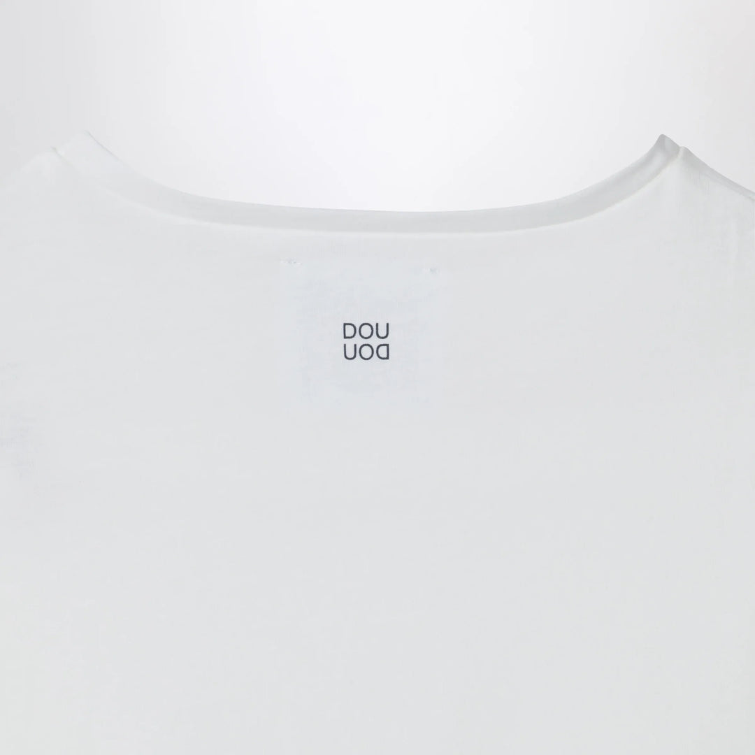 Douuod - Ivory cropped T-shirt with knot detail Brand Shirts &amp; Tops 8