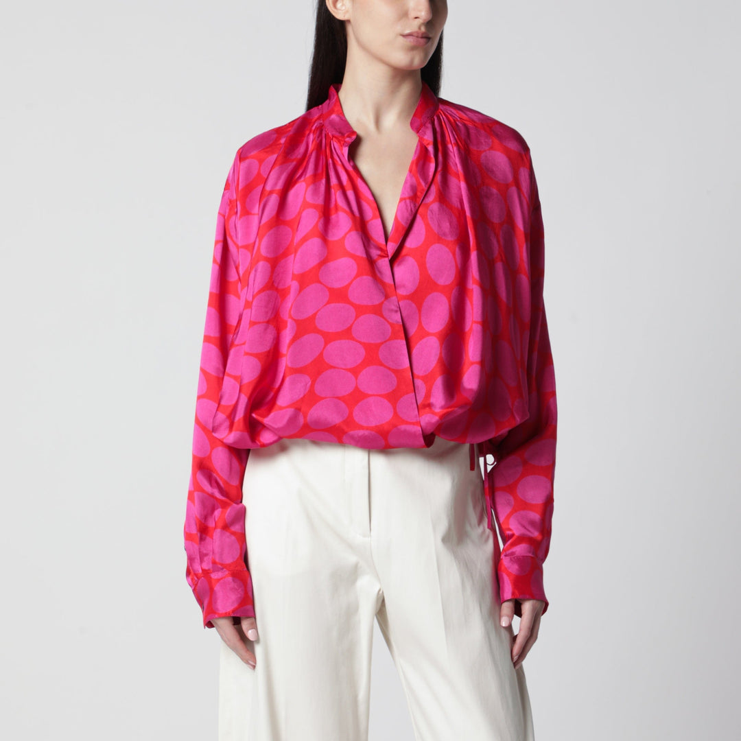 Shirts &amp; Tops Dries Van Noten - Crossed Shirt with Fuchsia Print Brand