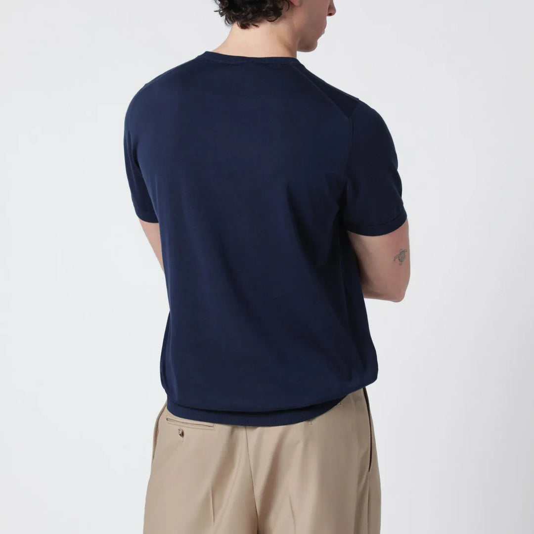 Drumohr - Blue cotton crewneck sweater Brand Shirts &amp; Tops