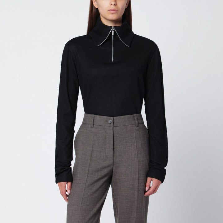 Shirts &amp; Tops L Entire Studios - Black wool zip-collar top Brand