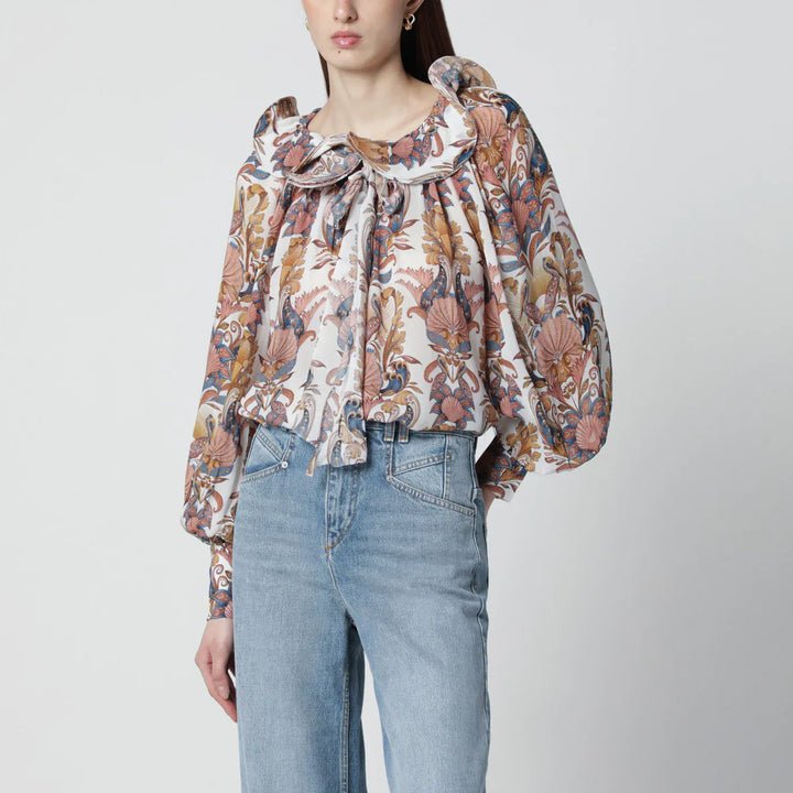 FARM Rio - White Sea Garden blouse with ruffles Brand Shirts &amp; Tops XS