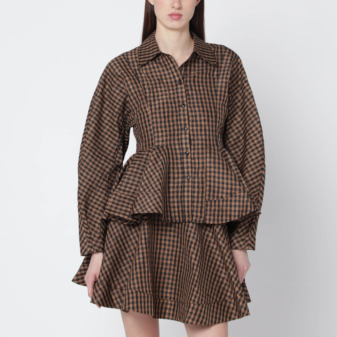 Shirts & Tops GANNI - Brown/black gingham peplum shirt Brand