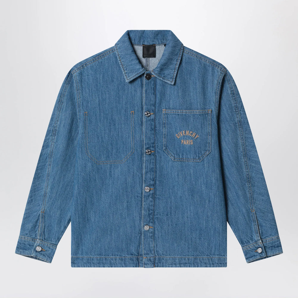 Givenchy - Blue denim shirt with logo embroidery Brand Shirts & Tops 8
