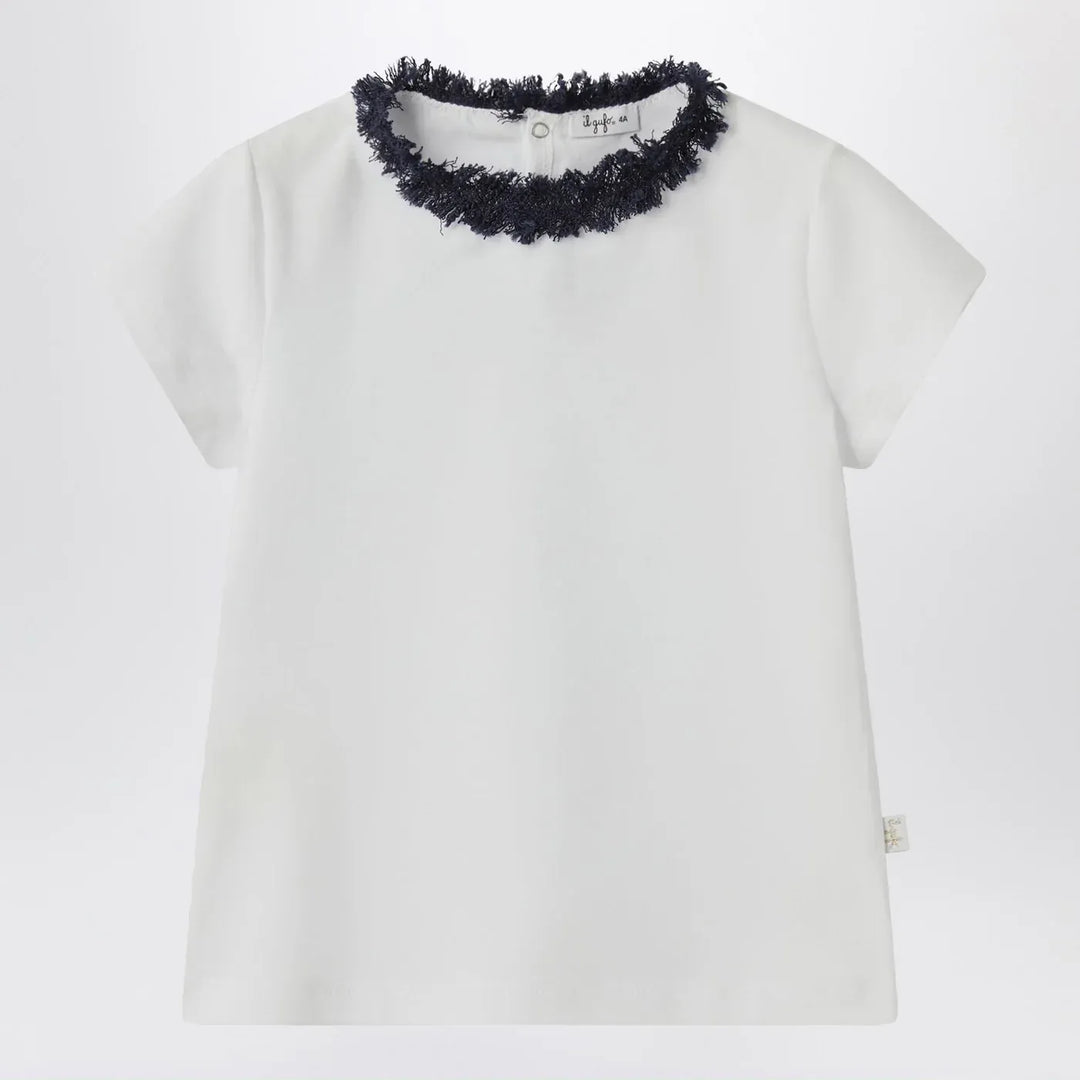 Il Gufo - White T-shirt with frayed neckline Brand Shirts &amp; Tops 8Y