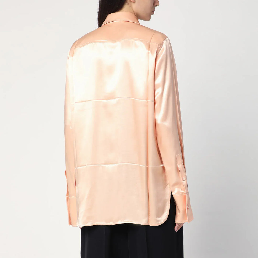 Jil Sander - Shirt with pink tie in shiny viscose blend Brand Shirts &amp; Tops