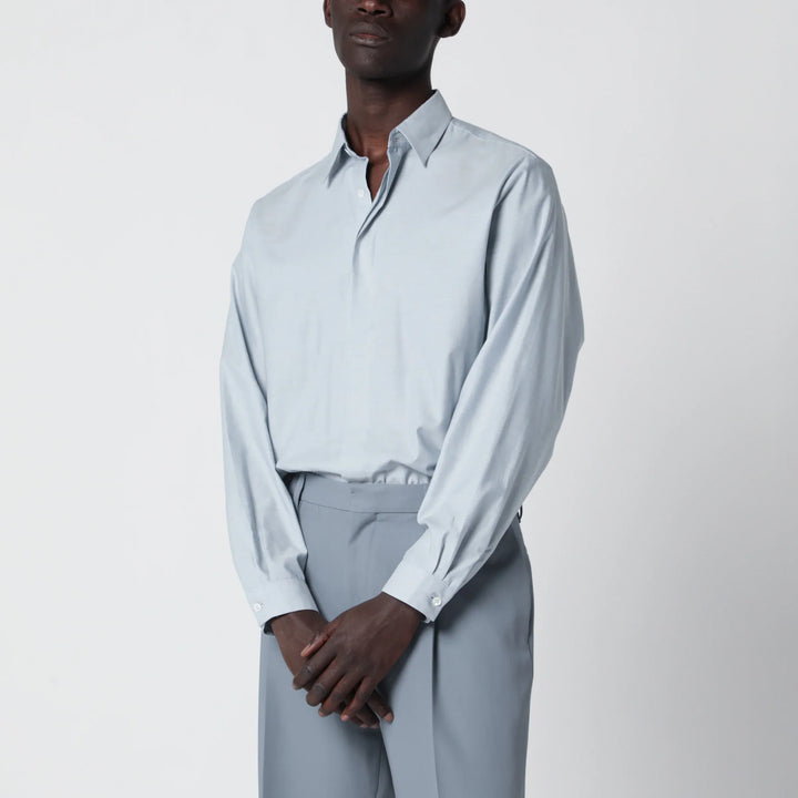 Lardini - Light Blue Cotton Blend Shirt Brand Shirts &amp; Tops 39