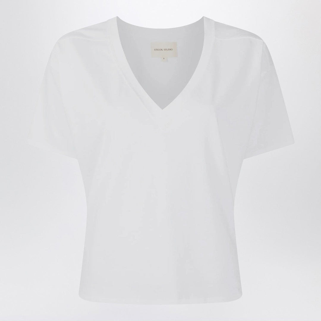 Shirts & Tops LouLou De Saison - White cotton V-neck T-shirt Brand
