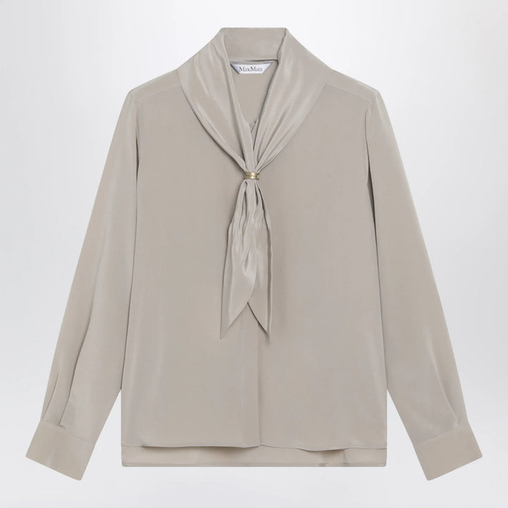 Max Mara - Rock beige silk blouse with scarf Brand Shirts &amp; Tops 40  IT