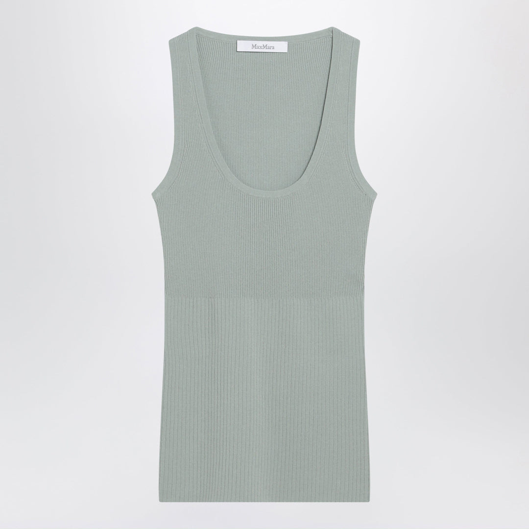 Shirts & Tops Max Mara - Sleeveless ribbed top in sage green technical yarn Brand