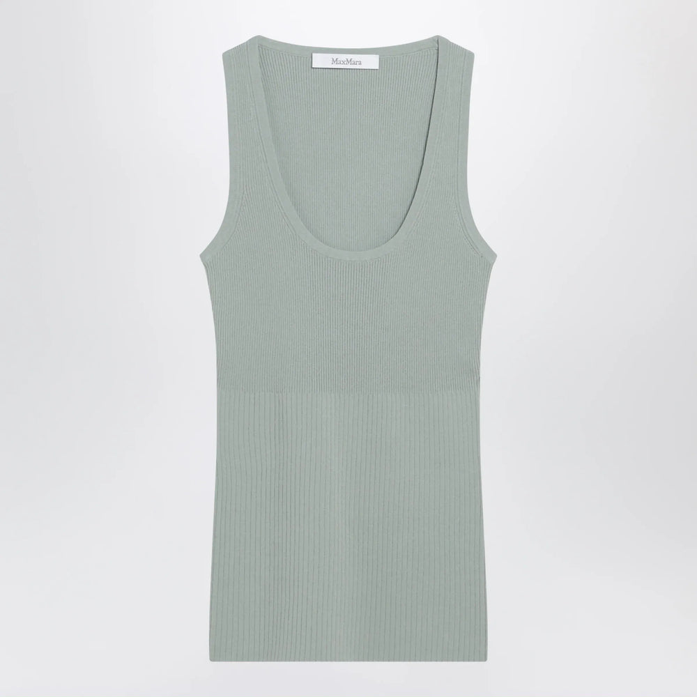 Max Mara - Sleeveless ribbed top in sage green technical yarn Brand Shirts & Tops XS
