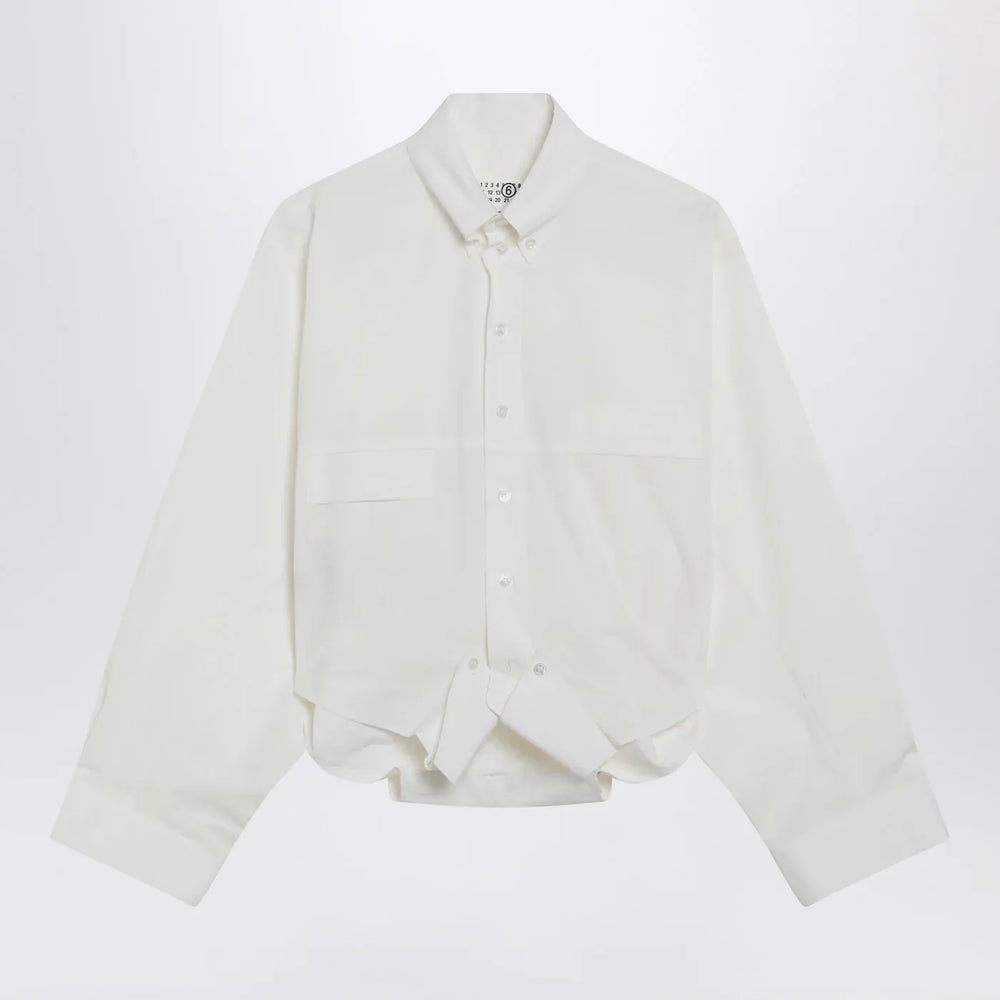 MM6 Maison Margiela - White cotton shirt with mirrored effect Brand Shirts & Tops 40  IT