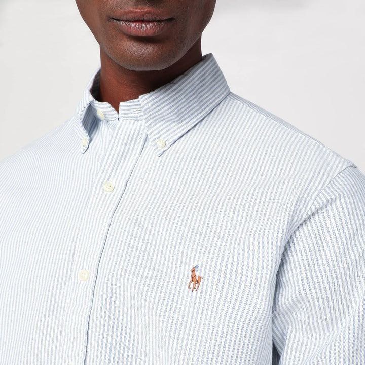 Polo Ralph Lauren - Light blue/white striped Oxford shirt Custom-fit Brand Shirts &amp; Tops XL