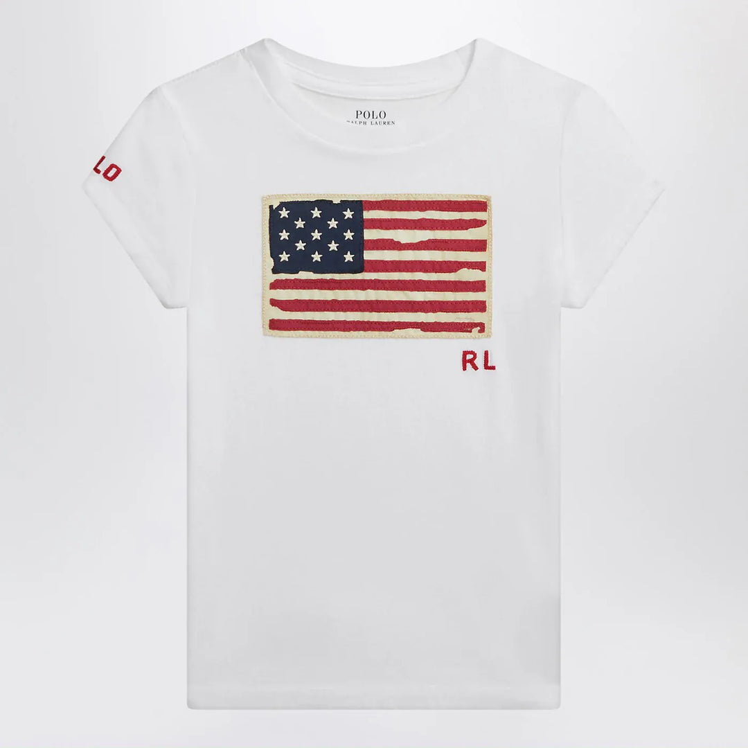 Polo Ralph Lauren - white jersey T-shirt with flag Brand Shirts &amp; Tops 3