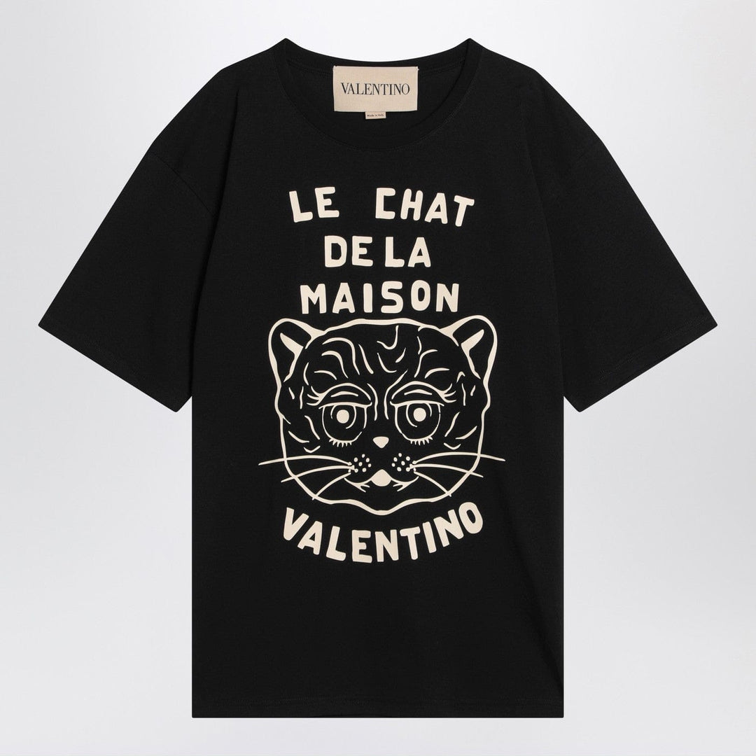 Shirts &amp; Tops Valentino - Black T-shirt with Le Chat de la Maison print Brand