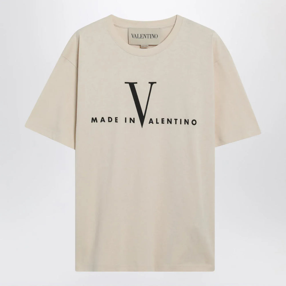 Valentino - Butter-colored “Made In Valentino” T-shirt Brand Shirts & Tops S