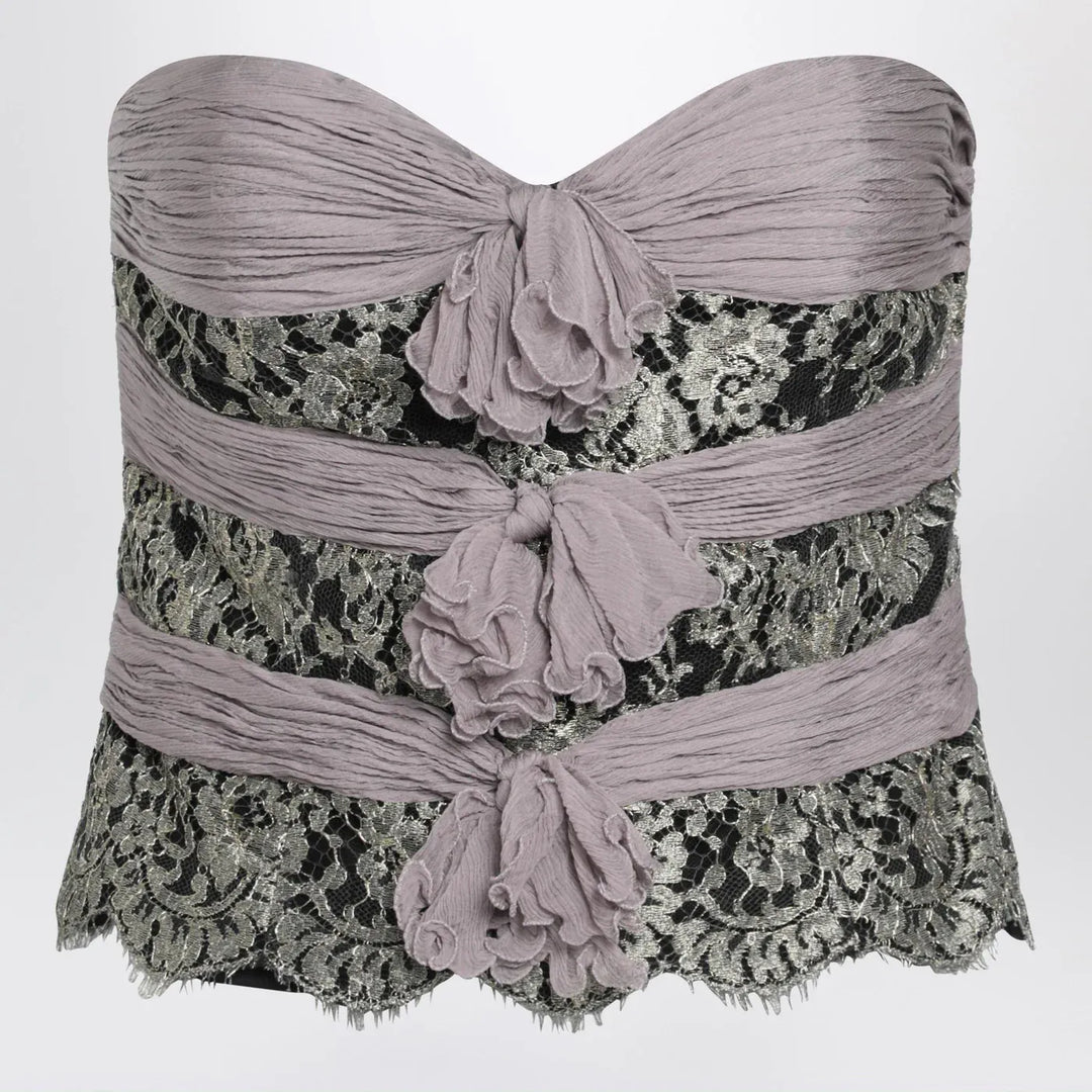 Valentino - Grey/mauve/gold chiffon silk top Brand Shirts &amp; Tops 40  IT