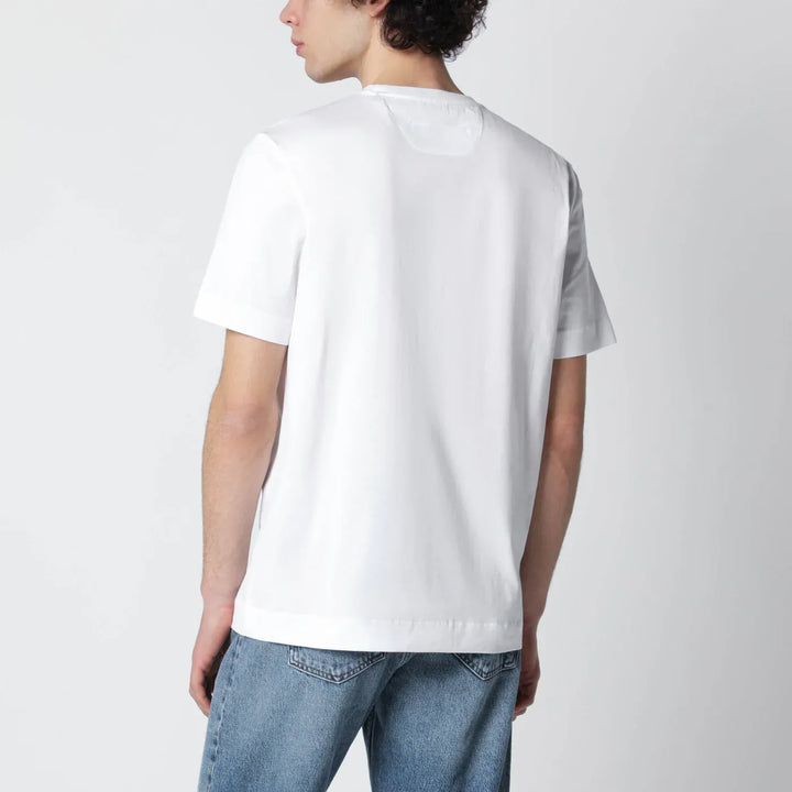ZEGNA - White T-shirt with embroidered logo Brand Shirts &amp; Tops