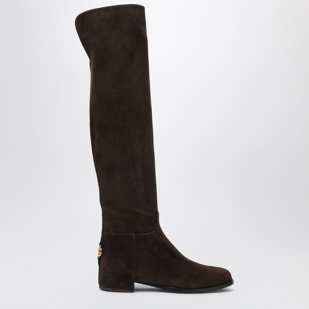 Shoes Dolce&amp;Gabbana - High suede boot in ebony brown Brand