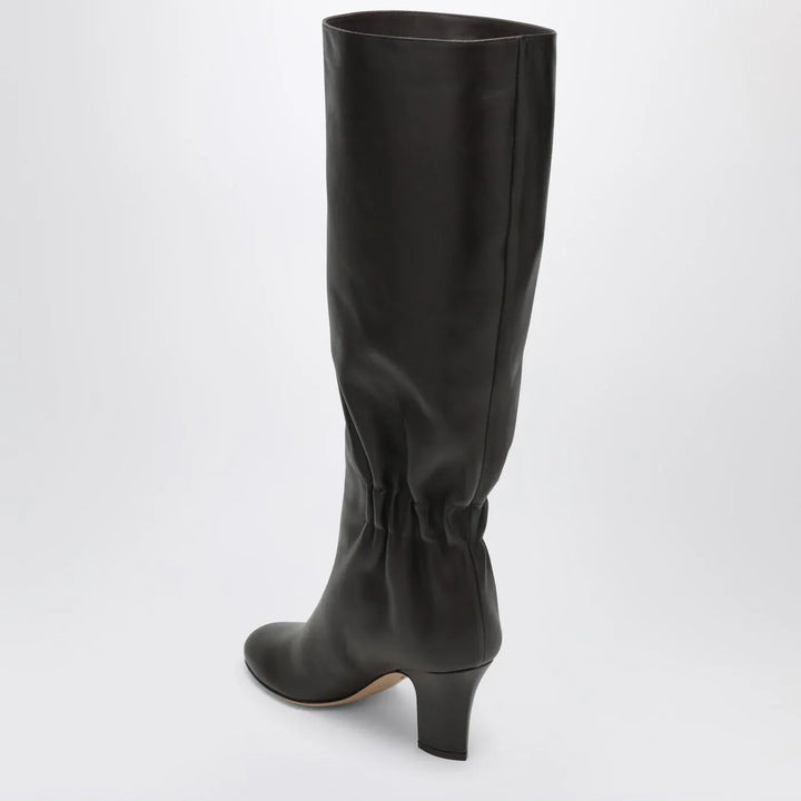 Ferragamo - Ruched Boots in Dark Brown Leather Brand Shoes