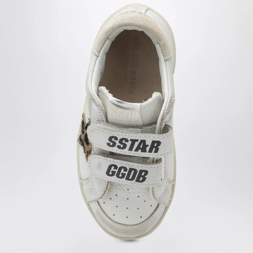 Golden Goose - Old School Sneakers in white with leopard-print star Brand Shoes