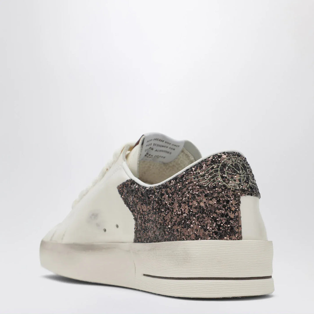 Golden Goose - Stardan Sneakers in white leather and brown glitter Brand Shoes