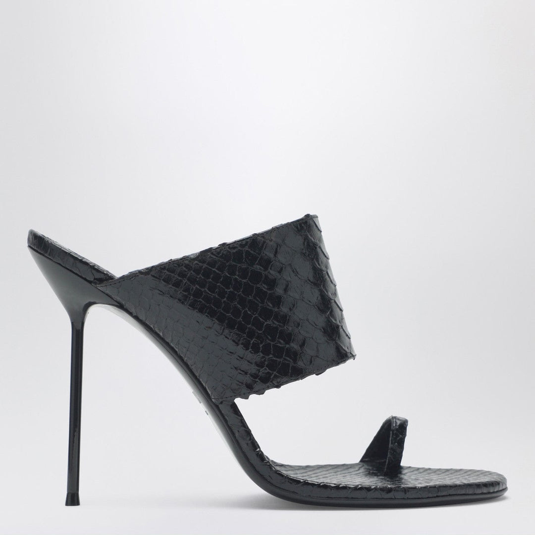 Shoes Paris Texas - Lidia python-effect black leather thong mule Brand