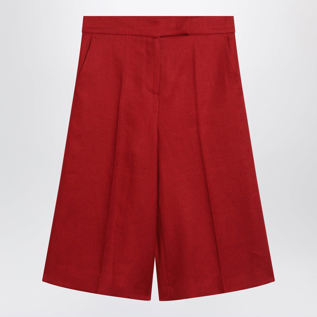 Shorts Max Mara - Red linen bermuda shorts Brand