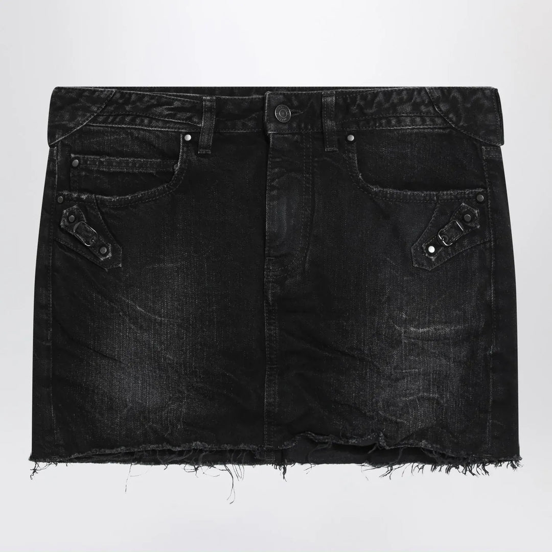Balenciaga - Washed black City mini denim skirt Brand Skirts 34  FR