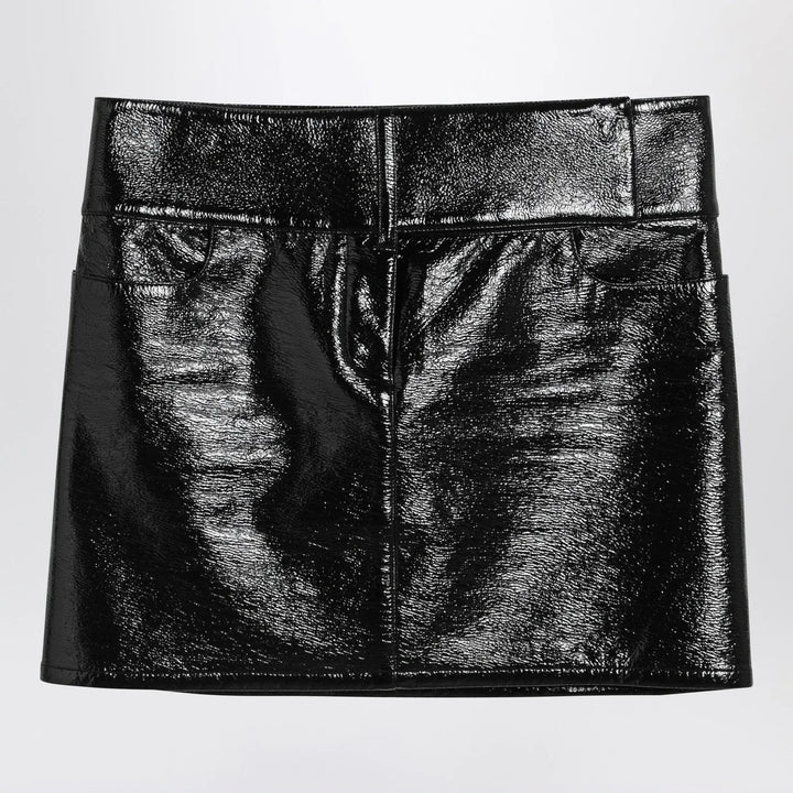 Courrèges - Black Belted Vinyl Mini Skirt Brand Skirts 38  FR