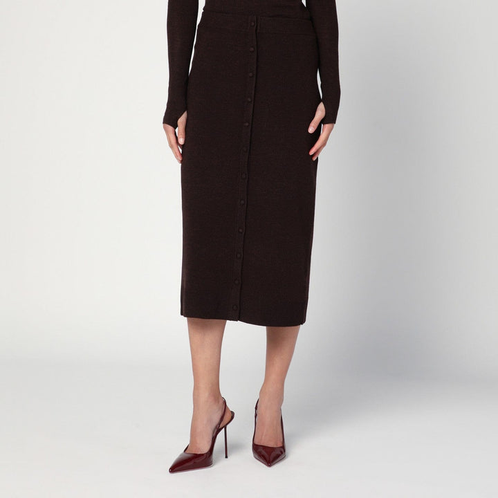 Skirts L Victoria Beckham - Brown midi skirt in wool blend Brand