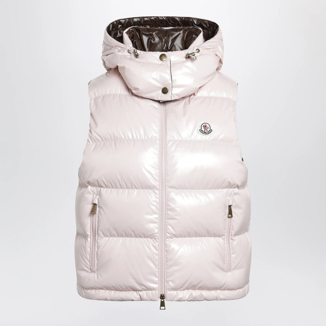 Moncler - Niverolle short down vest in nylon, pink Brand Vests 2