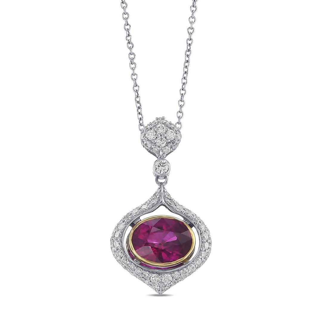 Leibish Oval Ruby and Diamond Drop Pendant